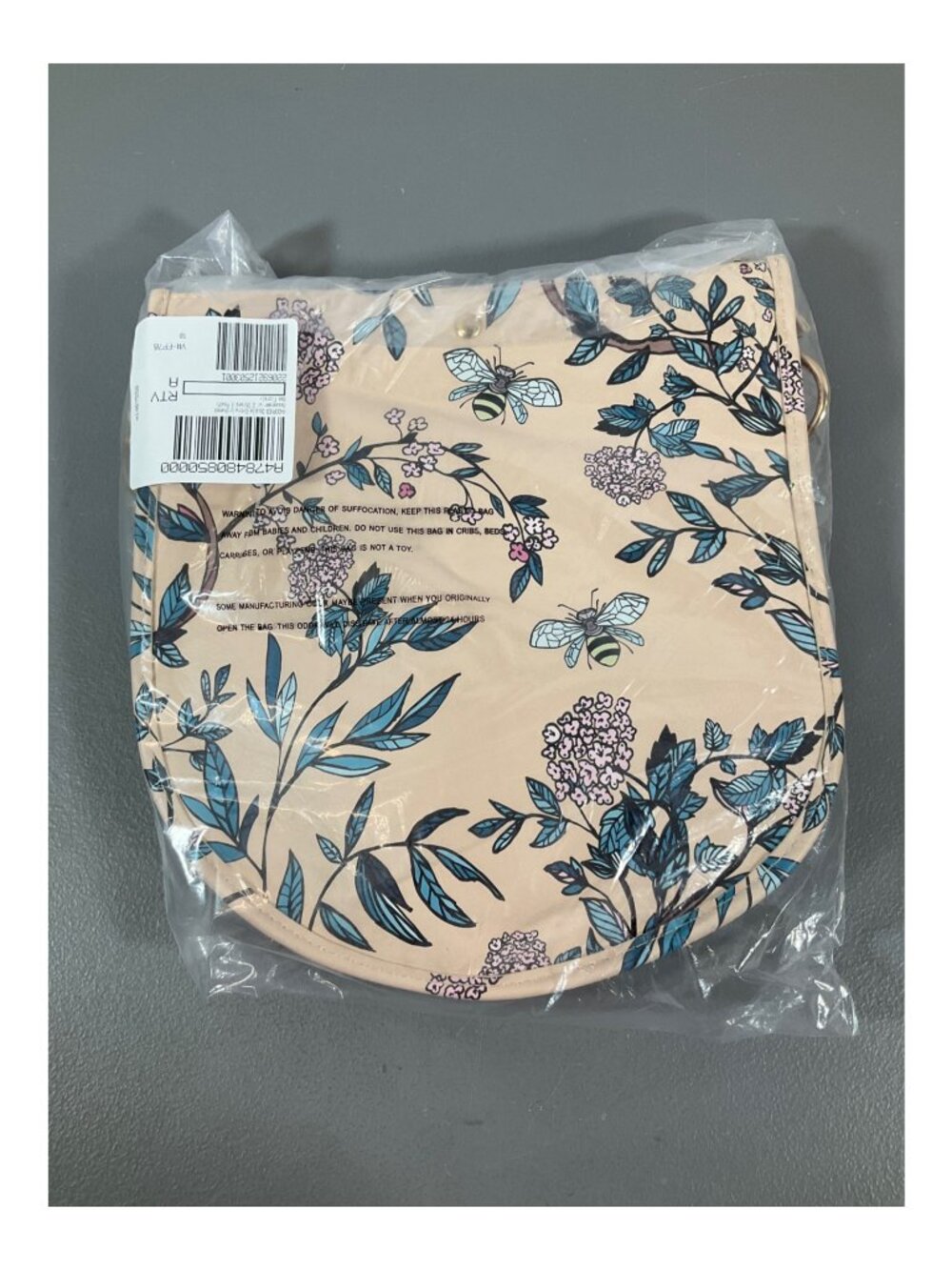 ahdorned Women's Floral & Bee Fabric Messenger Bag with Pouch & Dual Straps